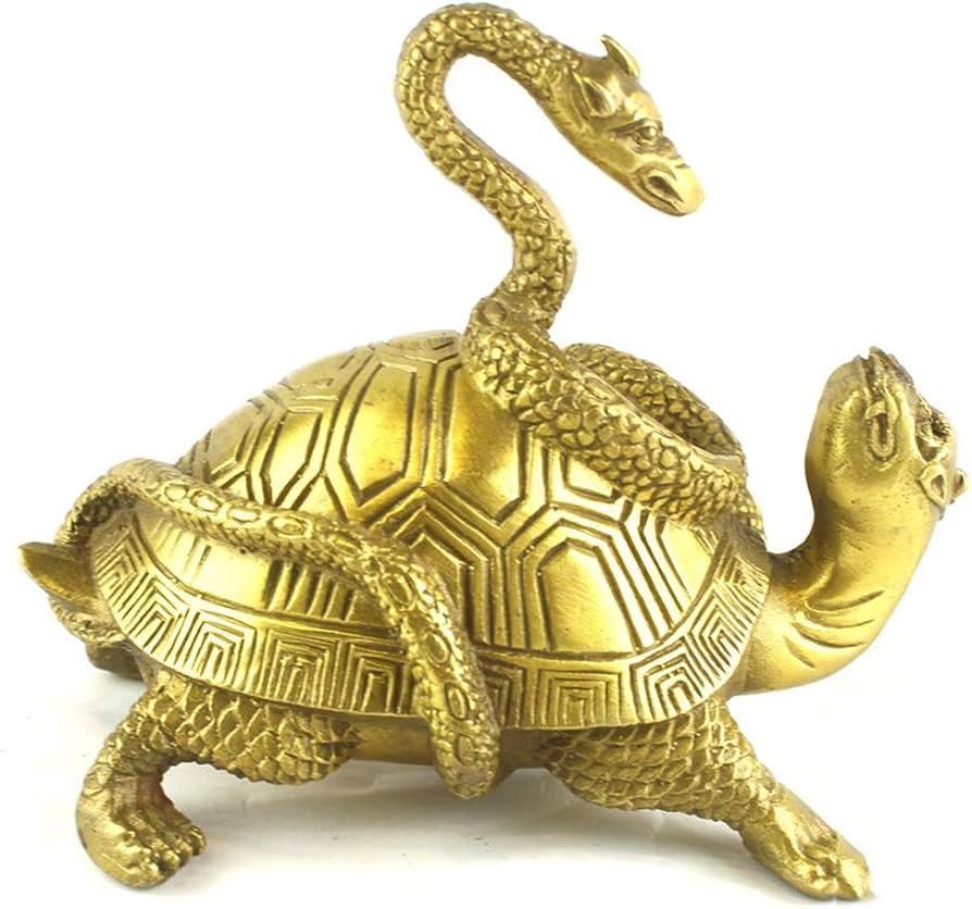 Amazon.co.jp: 風水グッズ 龍亀 ロングイ 亀 ヘビ 玄武 置物 銅製 金運