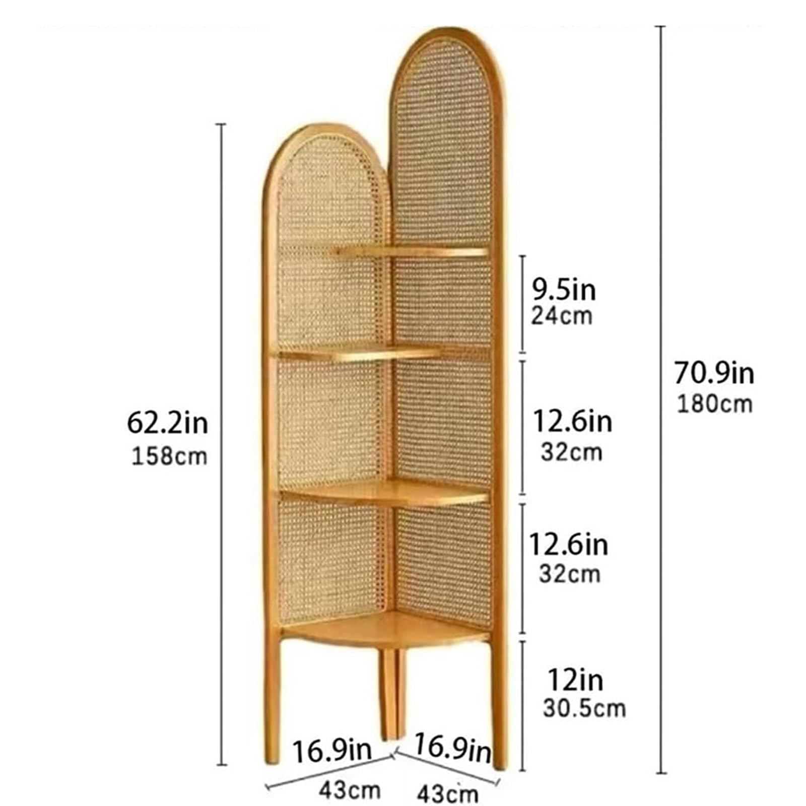 Amazon｜FZYUAN ラタン コーナーキャビネット 4段 コーナー 本棚 細長