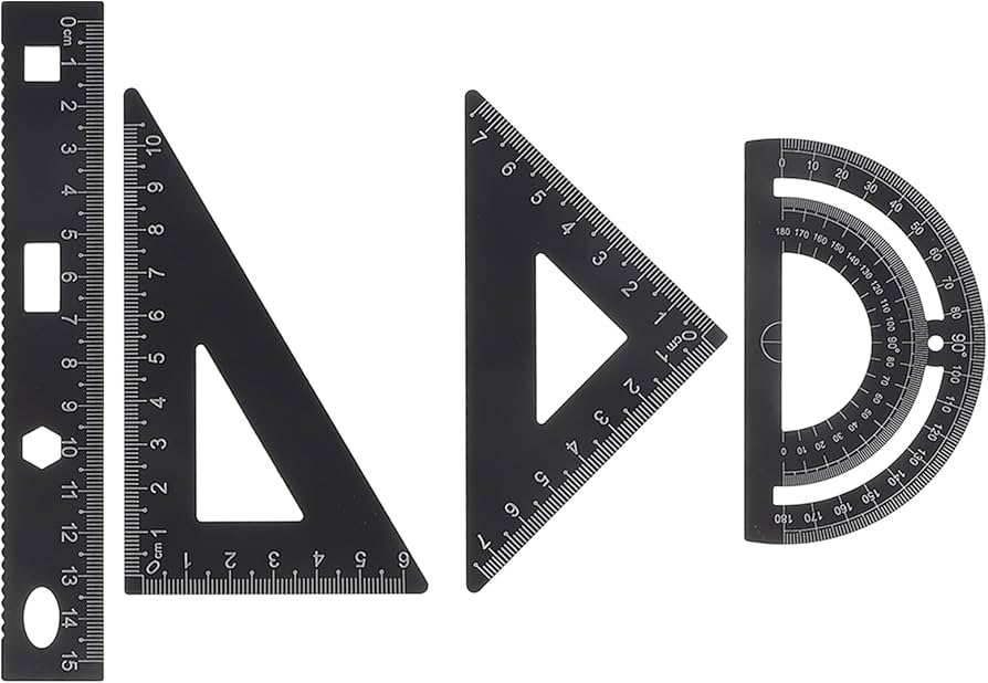 Amazon.co.jp: rosenice アルミ三角スケール定規セット内容2個三角定規