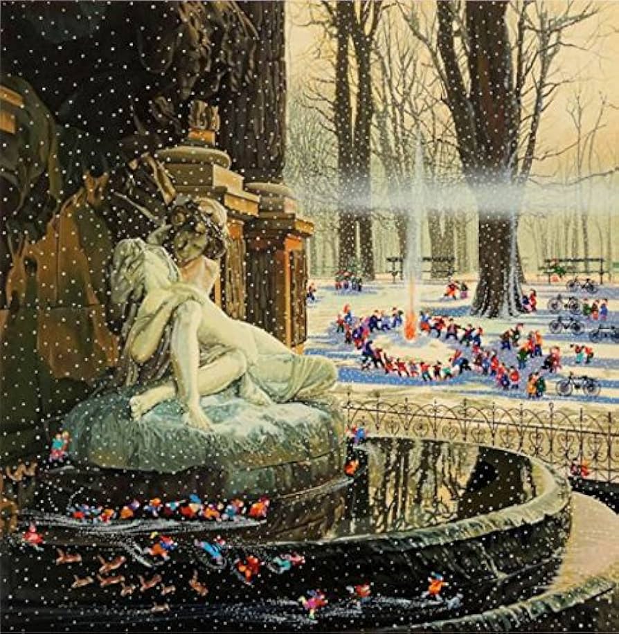 Amazon.co.jp: ヒロ・ヤマガタ『子供達の雪祭り』シルクスクリーン