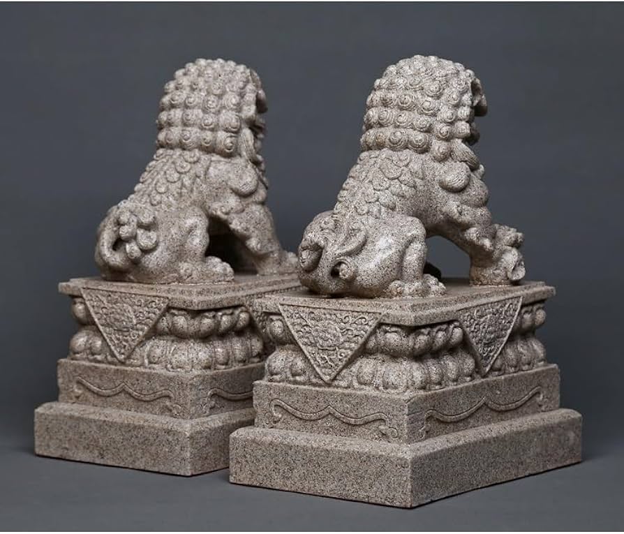 Amazon.co.jp: 獅子 狛犬 置物 風水・開運置物（阿吽一対セット）玄関