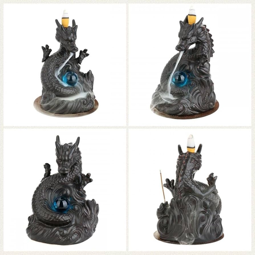 Amazon｜PYUWENAI 香炉 逆流香炉 龍 お香立て 線香立て 逆流香バーナー