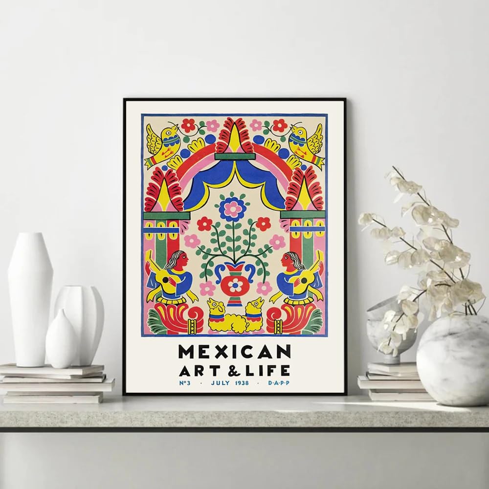 Amazon.co.jp: メキシコのアート&ライフポスターメキシコ風キャンバス