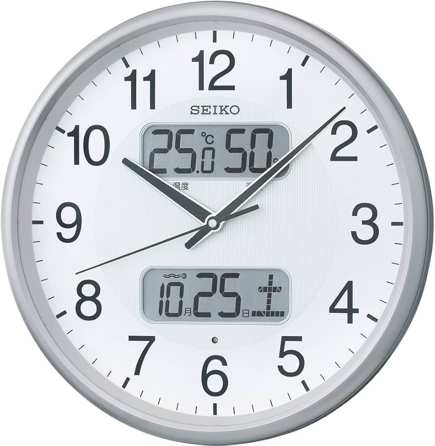 Amazon.co.jp: セイコークロック 掛け時計 銀色メタリック 直径35.0x5