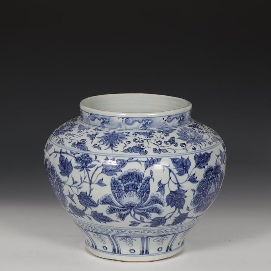 中国美術 青花 草花紋 壷 φ11.5cm(ZE335) 【公式通販】