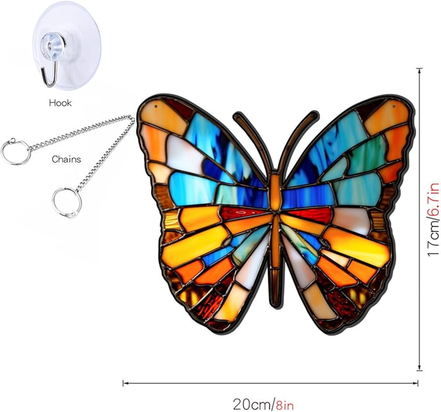 Amazon.co.jp: WYSJYBHJ バタフライデコステンドグラス、アクリル