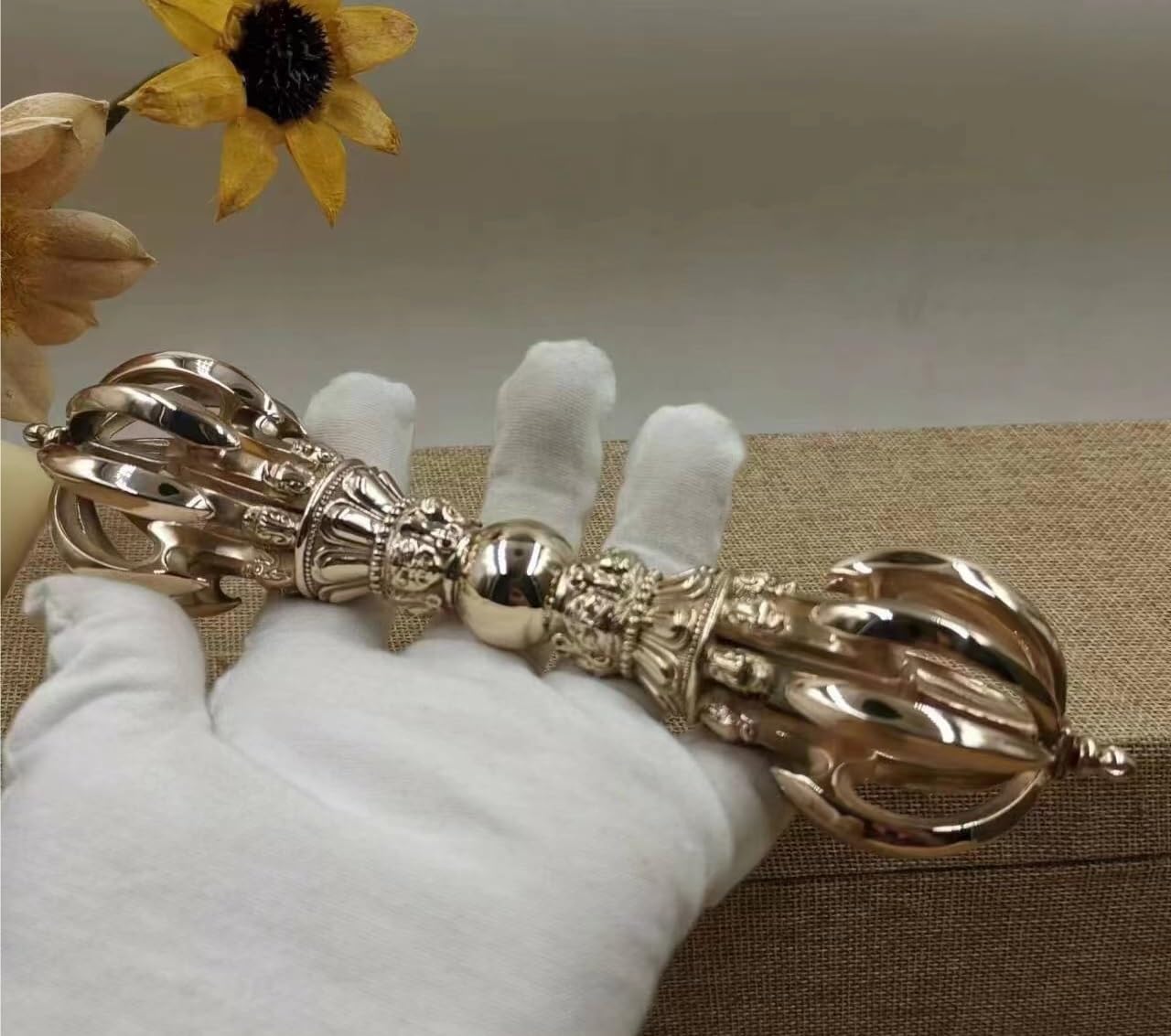 Amazon｜密教法具 金剛杵 九鈷杵 真鍮製 五鈷杵 大 バジュラ ドルジェ