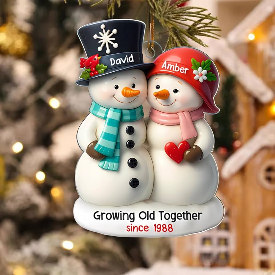 Amazon.com: 3D Effect Couple Snowman Growing Old Together