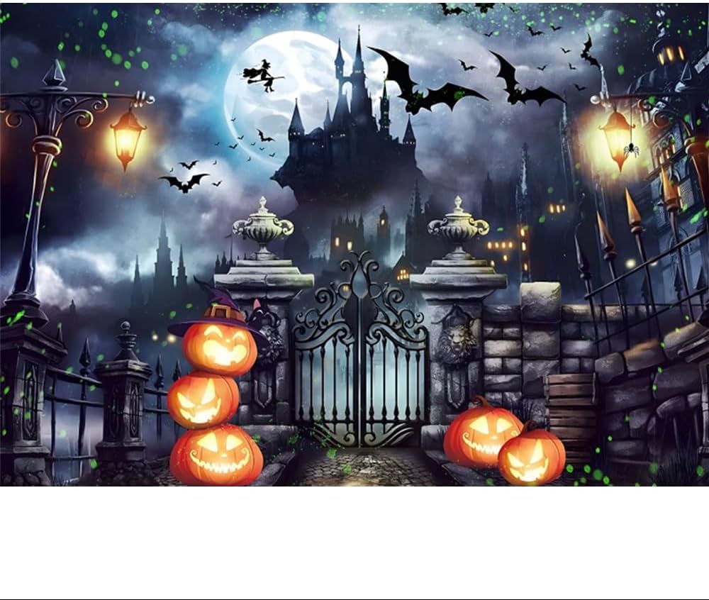 Amazon | Qinunipoto 背景布 ハロウィン Halloween 魔法のお城
