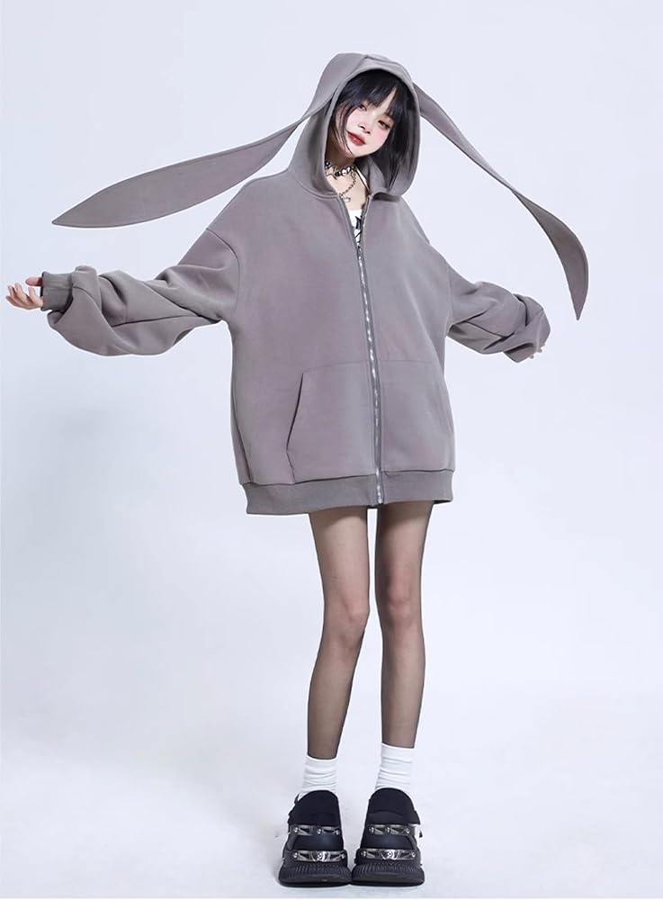 Amazon.co.jp: [ZYOOFOV] 原宿系 パーカー レディース ウサギ 耳付き
