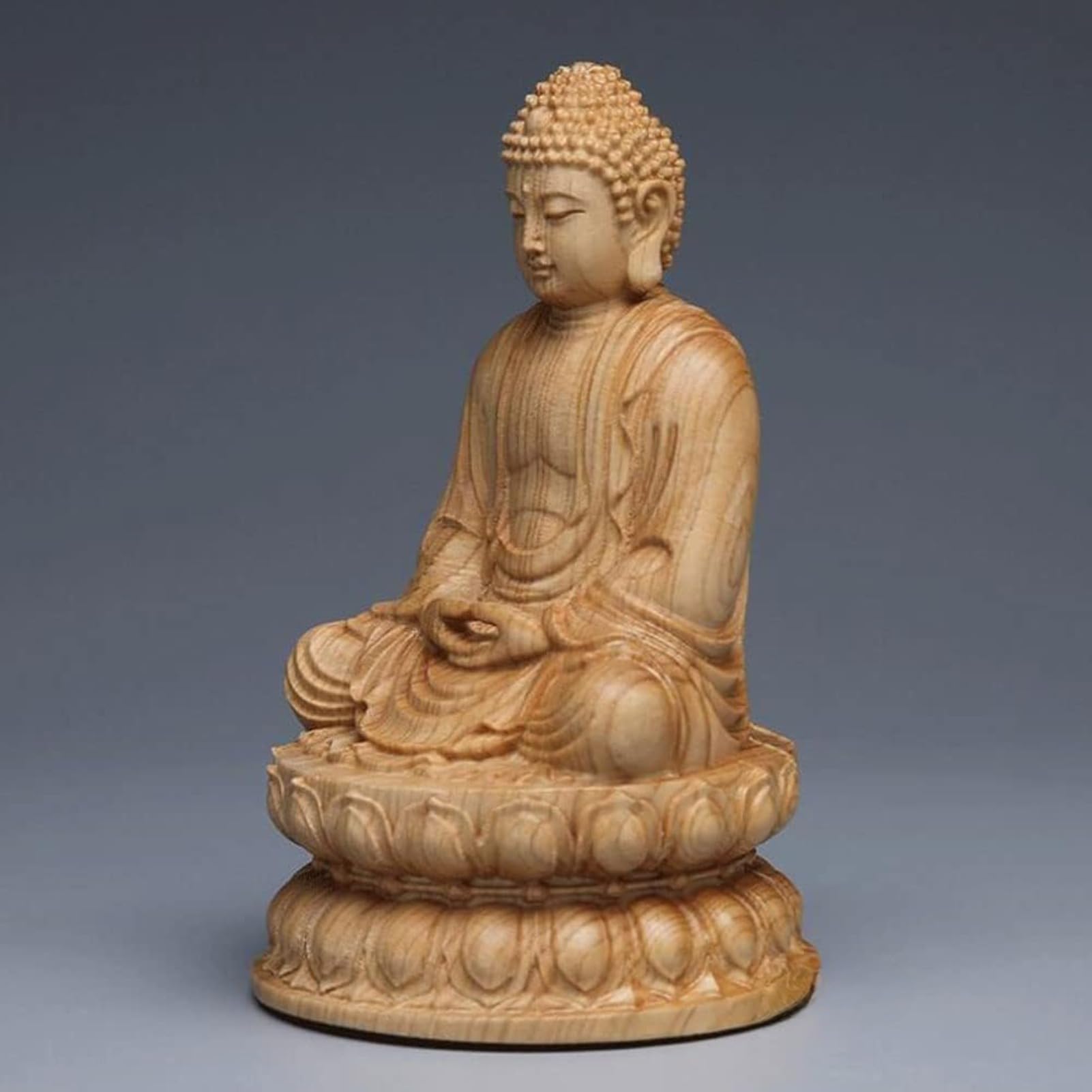 Amazon｜仏像 木製 崖杉の木彫り 仏陀 蓮華座 釈迦牟尼 釈迦如来像