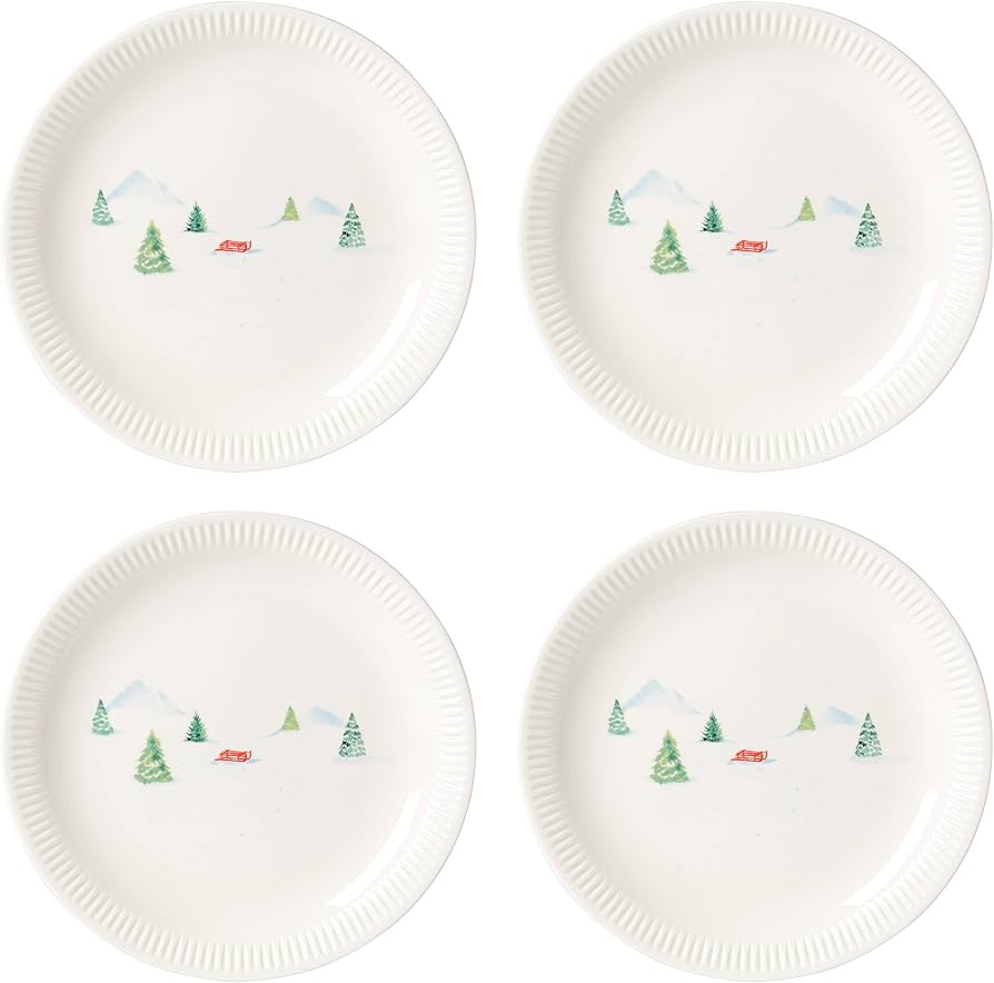 Amazon.com | Lenox Profile Snow Day 4-Piece Dinner Plate Set, 6.75