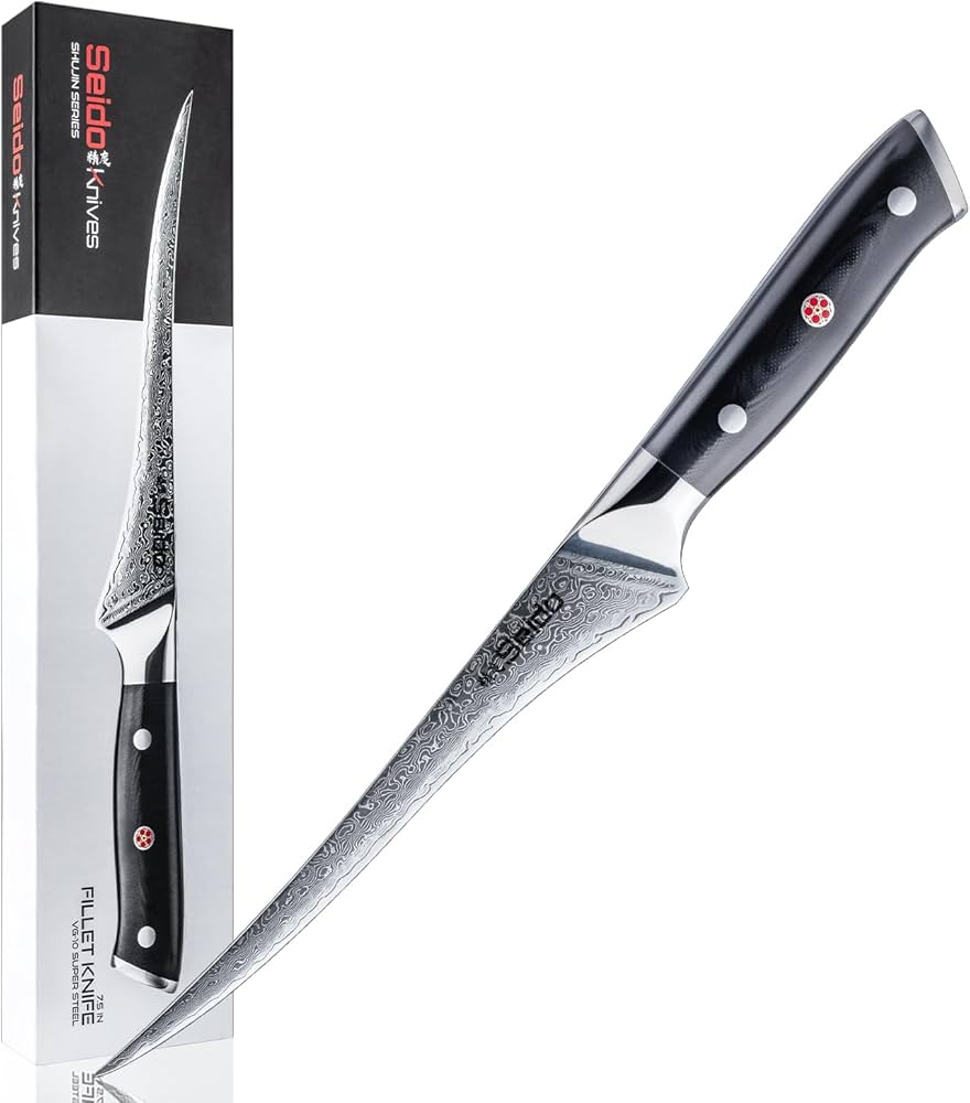 Amazon.com: Shujin 7.5-Inch VG-10 Fillet Knife with Damascus Steel