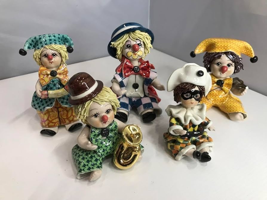 Amazon.co.jp: イタリア 陶器 人形 ピエロ 置物セット インテリア 工芸