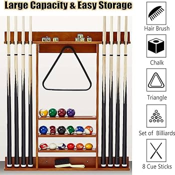 Amazon.co.jp: ビリヤード用壁キューラック、木製ビリヤードプール