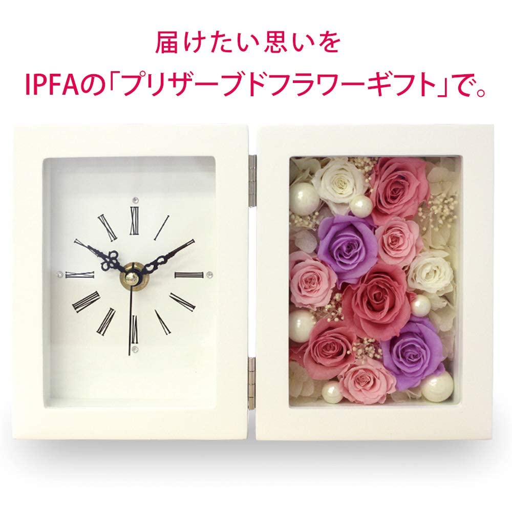 Amazon.co.jp: IPFA プリザーブドフラワー 置き時計 バラの置き時計