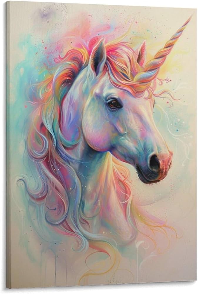 Amazon.co.jp: 絵画 カラフルなユニコーンインテリア 絵画 動物