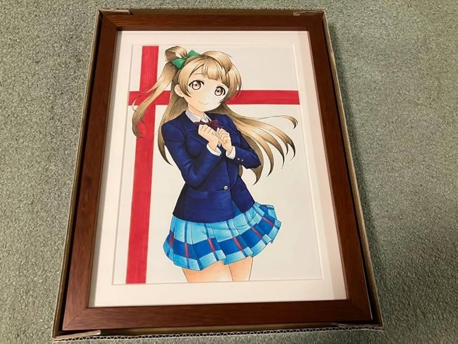 手描き ラブライブ！ 南ことり 手描きイラスト 高級額縁 フルアート UV