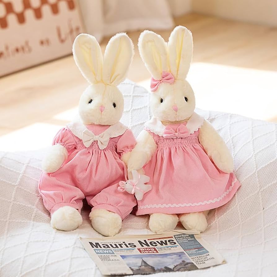 Amazon.co.jp: 愛らしい田舎のウサギのぬいぐるみ、花柄の生地の