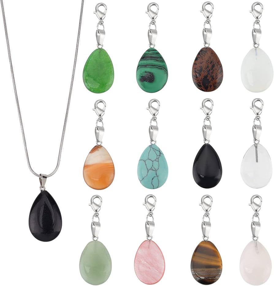 Amazon | PH PandaHall 天然石 チャーム 12個 石英 ペンダント