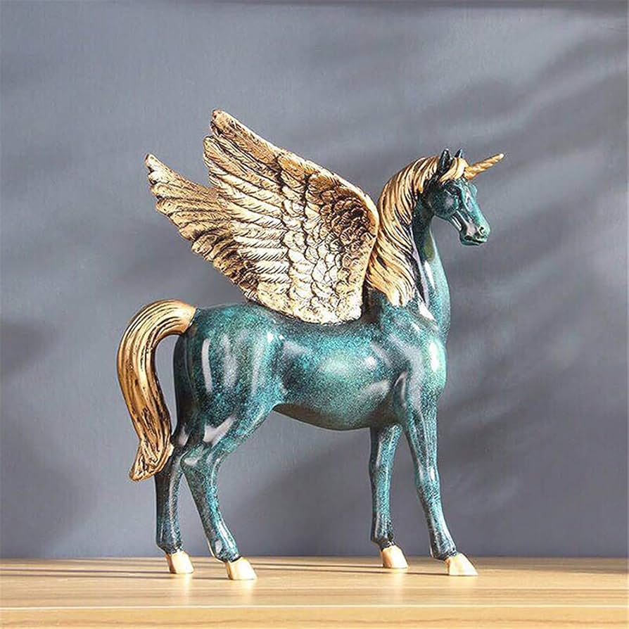Amazon.co.jp: クリエイティブユニコーンペガサス像、樹脂動物像レトロ