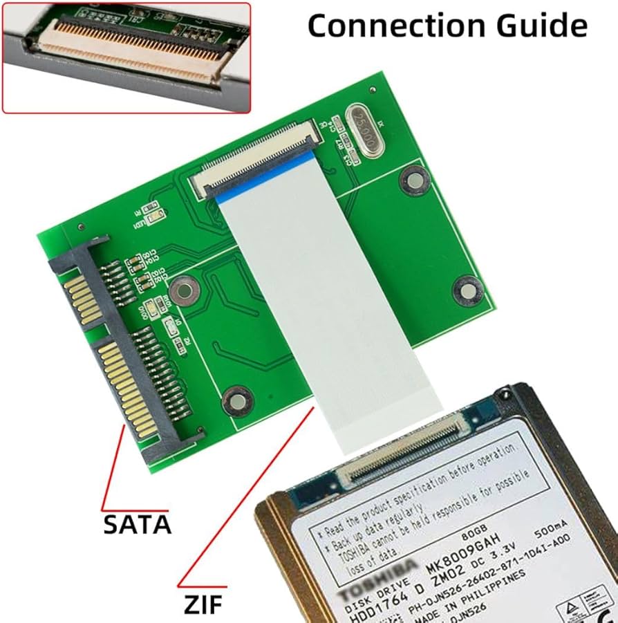 Amazon.com: chenyang SATA to 40 Pin ZIF CE 1.8 Inch SSD HDD
