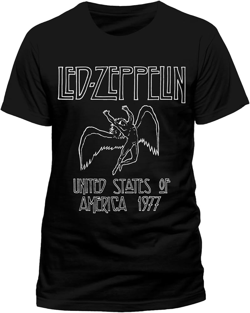 Amazon.com: Led Zeppelin T Shirt Usa 77 Distressed Band Logo