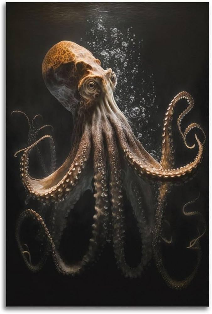 Amazon.co.jp: タコの動物ポスター ポスター装飾絵画キャンバス壁