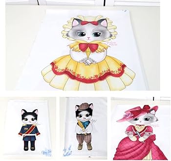 Amazon | 【韓国生地】 動物柄 猫柄 可愛いネコ パネル 生地 コットン