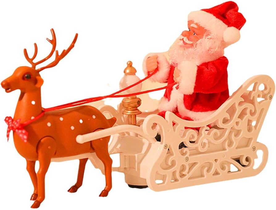 Amazon.co.jp: Milageto 電動サンタトナカイそりおもちゃ