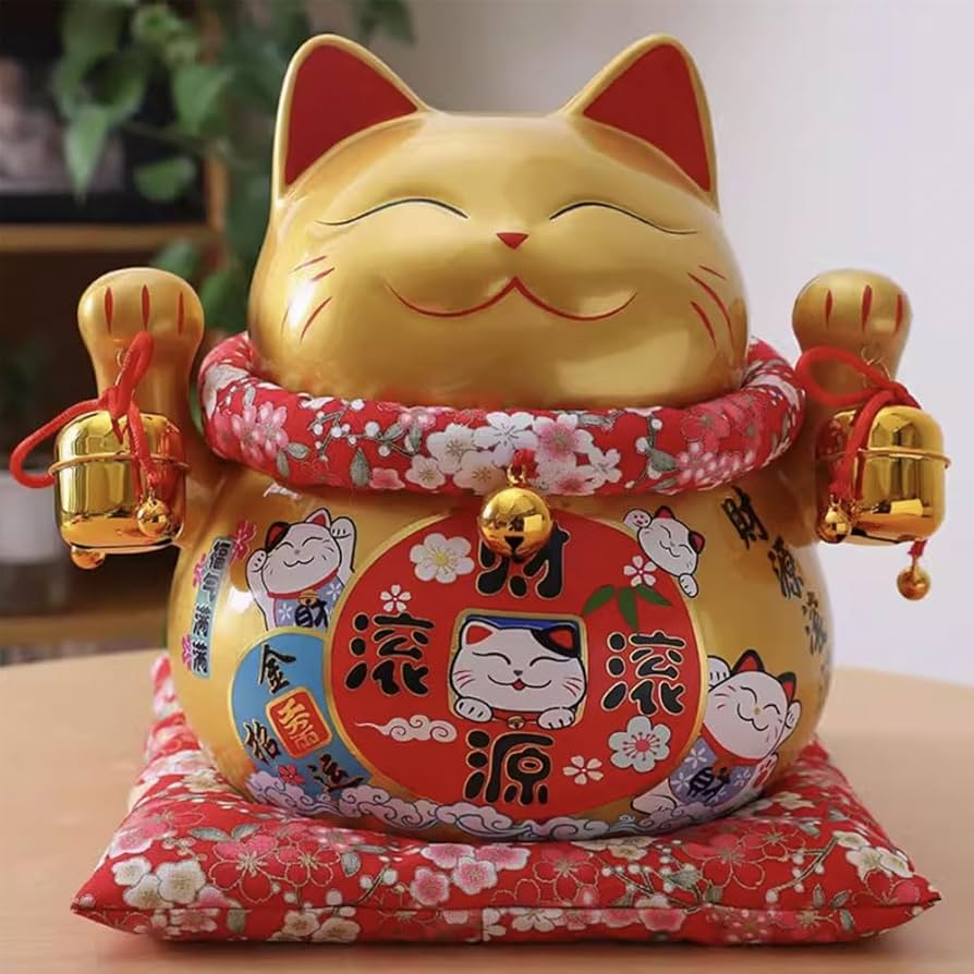 Amazon.co.jp: 6インチ 招き猫 日本 磁器 福猫貯金箱 貯金箱 福の祝福