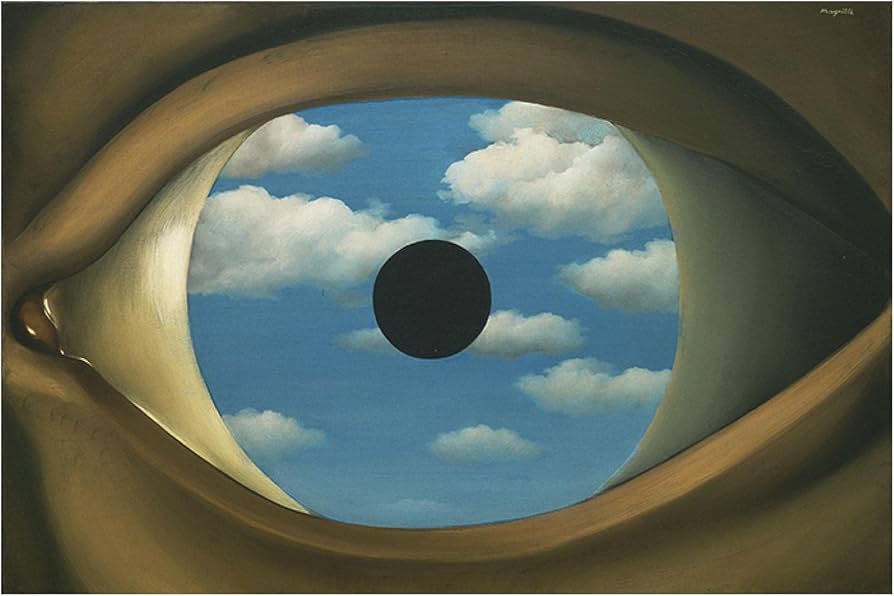 Amazon.co.jp: ルネマグリット有名な抽象的な目のキャンバスの絵画偽り