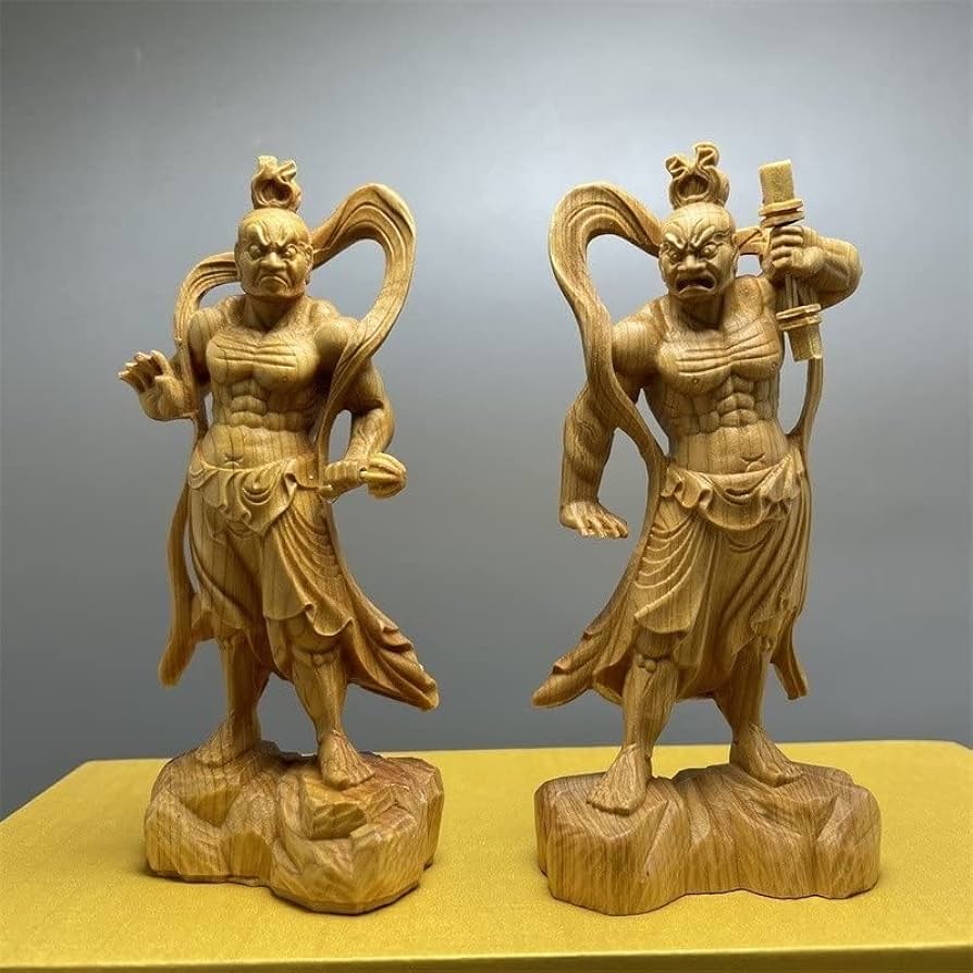 Amazon｜木彫り仏像 仁王像(金剛力士)像セット一対 2個 木彫り木材 高