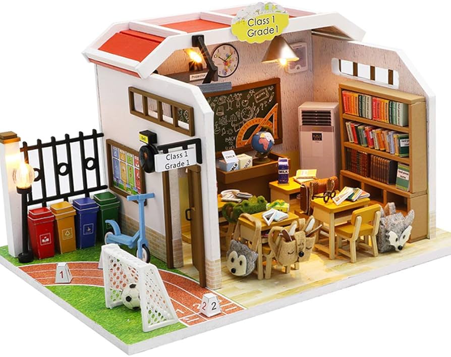 Amazon | CuteBee DIY木製ドールハウス、 新学期の始まり、学校生活