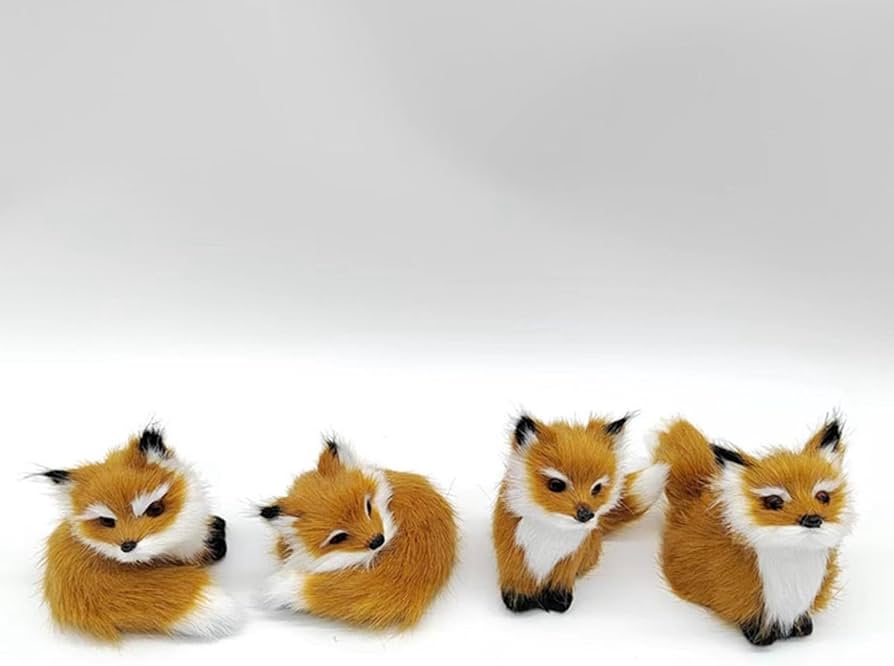 Amazon.co.jp: 狐のぬいぐるみを模した リアルキツネ 四つセット 本物