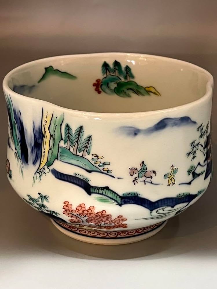 Amazon.co.jp: 茶道具 色絵祥瑞茶碗 林淡幽 五山窯 茶碗 共箱 : ホーム