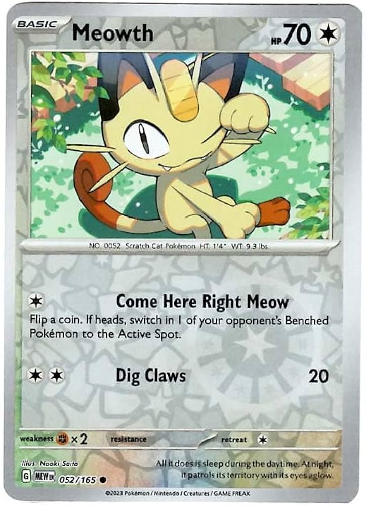 Amazon.com: Pokemon - Meowth 052/165 - Pokemon 151 - Reverse Foil