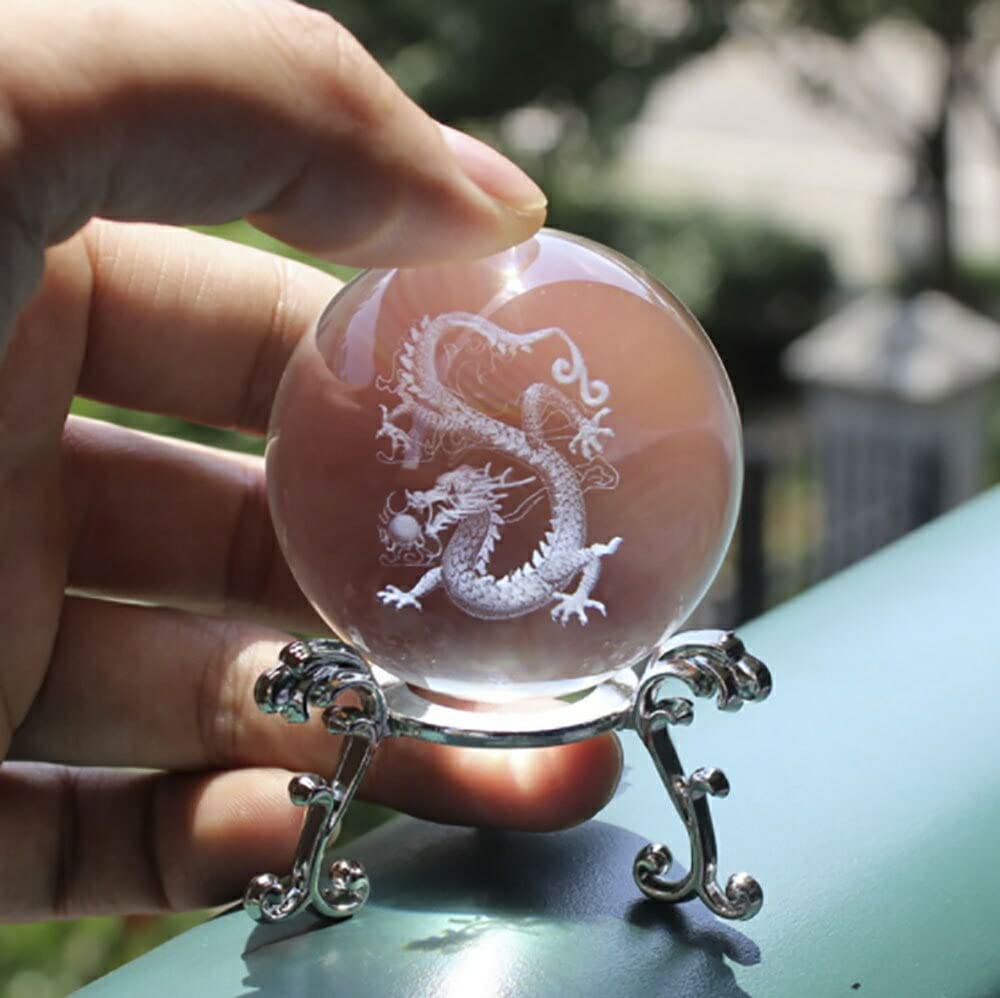 Amazon.co.jp: [AiO JAPAN] 置物 クリスタル球 5cm ドラゴン 最強五本