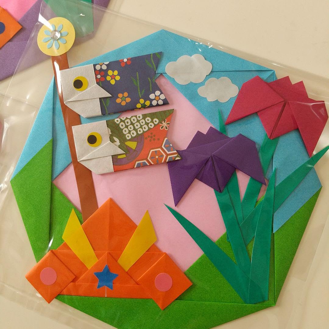 Amazon.co.jp: 折り紙リース 5月壁面飾り こいのぼりとあやめ3枚(こ28