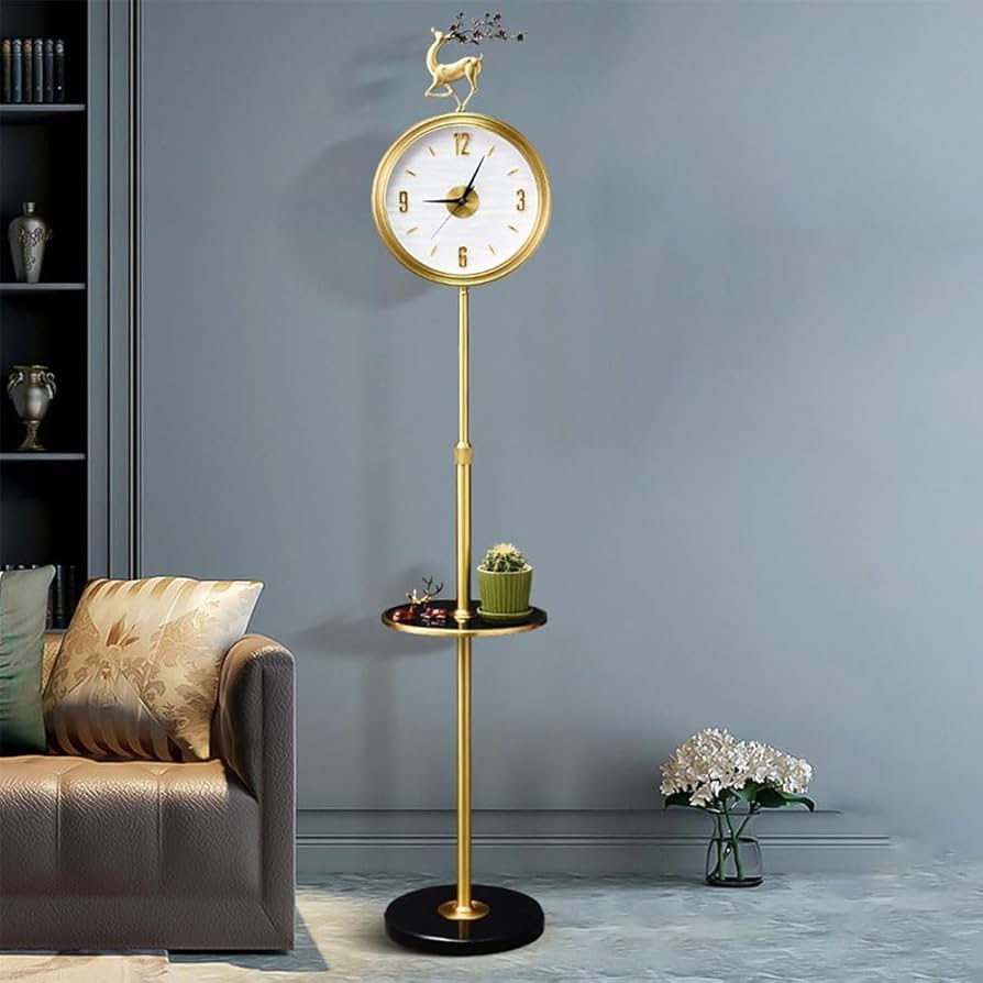 Amazon｜フロアスタンディング大型時計 収納棚と大理石ベース付き