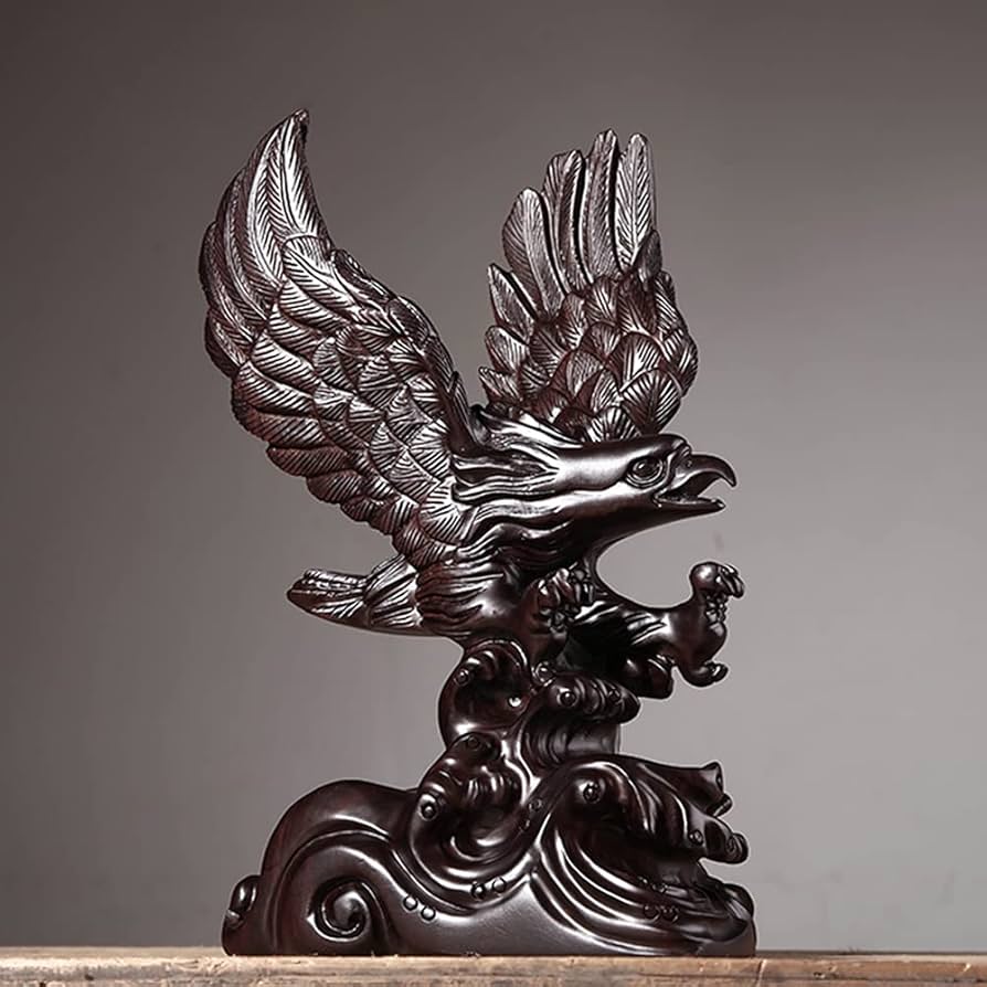 Amazon.co.jp: 鵬鳥像彫刻、黒檀の木彫り鷲飾り無垢材工芸品ホーム