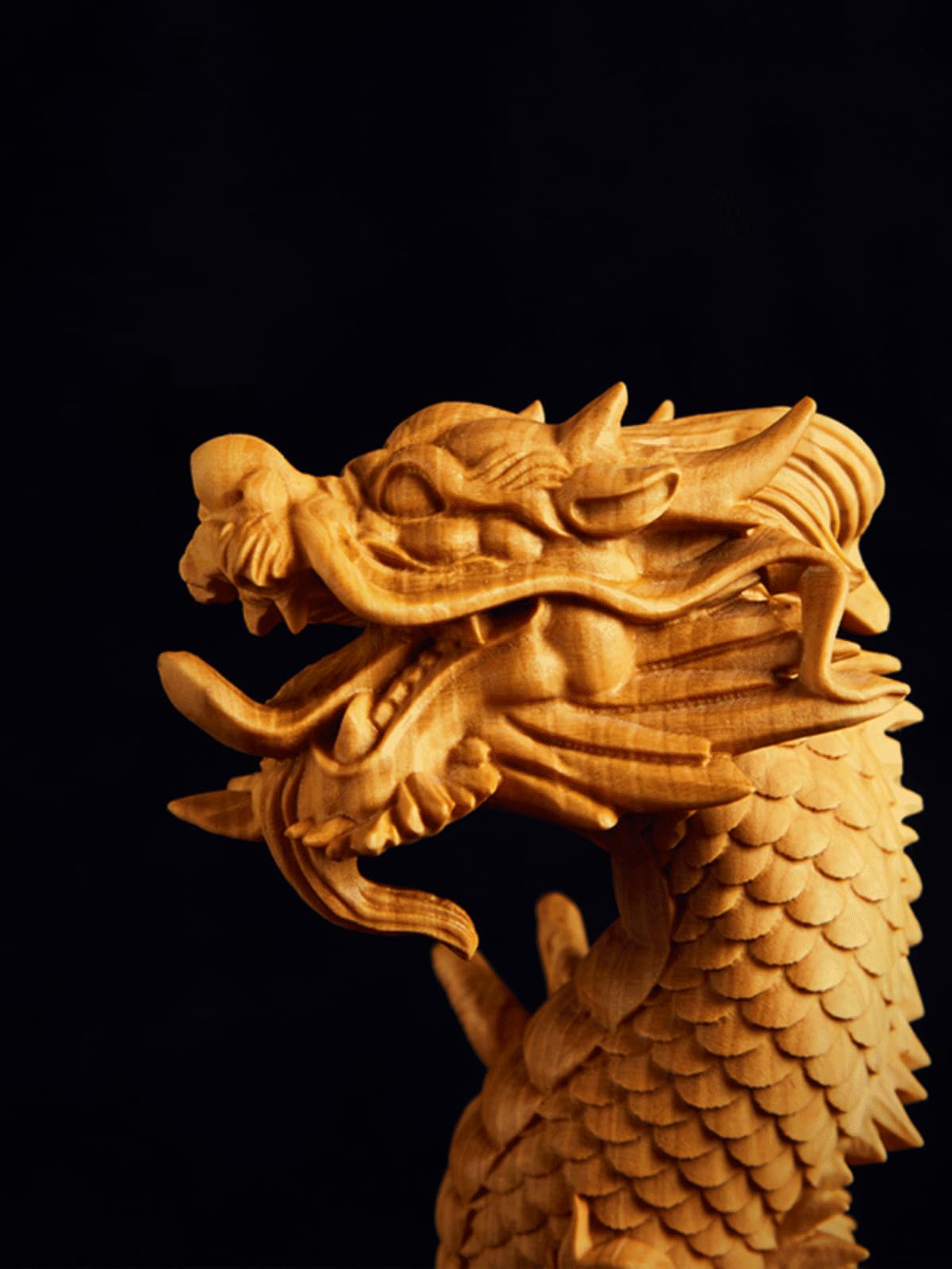 Amazon.co.jp: 木彫り 龍 昇龍 置物 一刀彫 神龍 フィギュア 厄除け龍