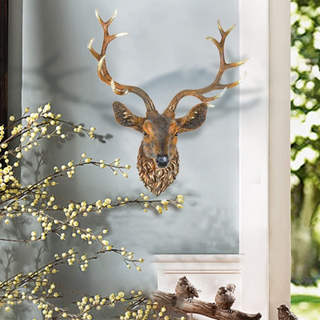 Amazon.co.jp: 動物の頭壁彫刻 壁装飾 インテリア 幸運の鹿の頭の壁の