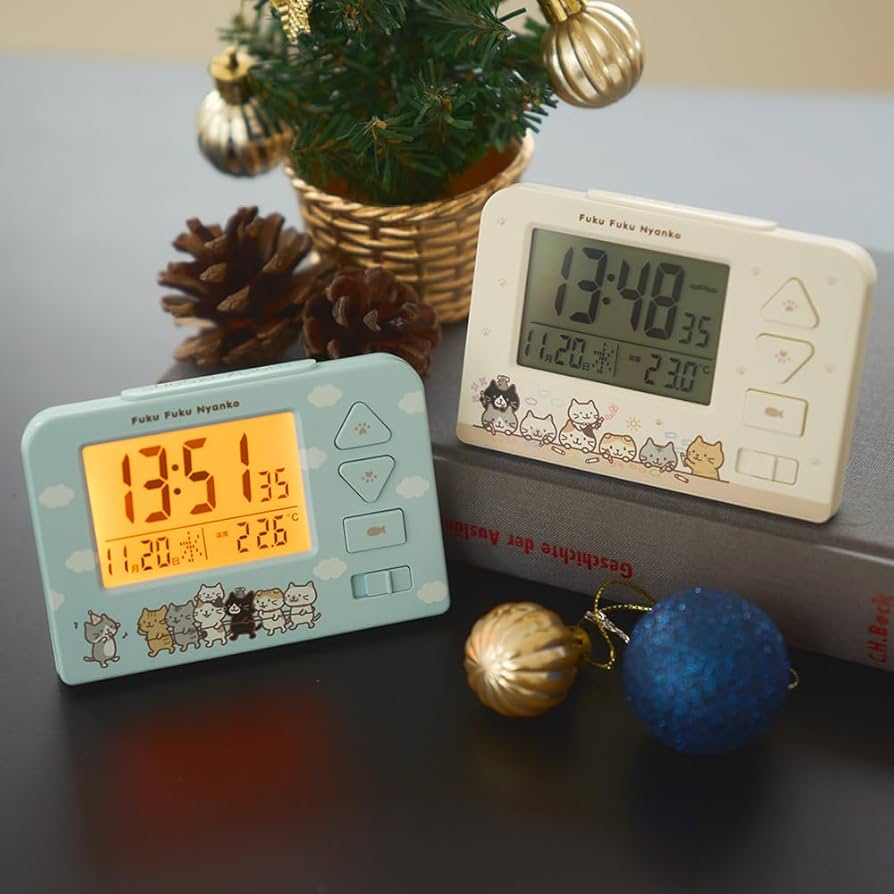 Amazon.co.jp: 置き時計 猫 可愛い 電波時計 ギフト ふくふくにゃんこ