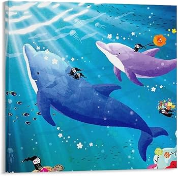 Amazon.co.jp: 海 イルカ「海の歌」イルカ絵画 芸術ポスター アート