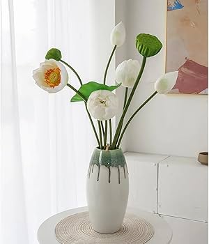 Amazon｜Queenbox 78.7 cm 人工シルク 蓮の花の茎、リアルなフェイク