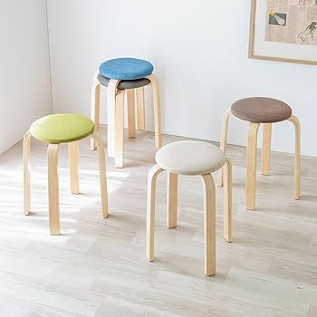 Amazon.co.jp: イーサプライ スツール 木製 クッション ファブリック