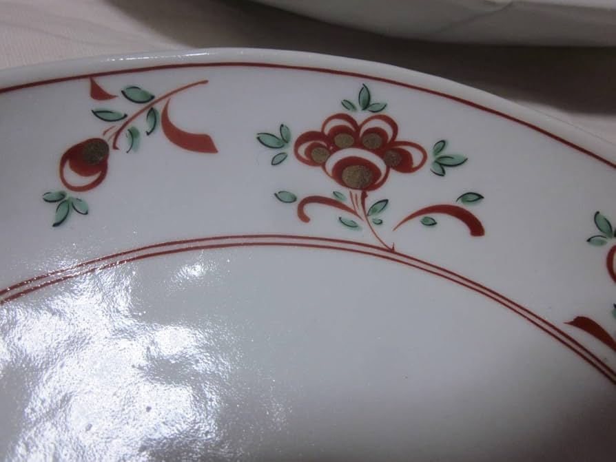 Amazon | 橘吉たち吉 赤絵花文和皿5枚セット 木箱入り 楕円皿 中皿