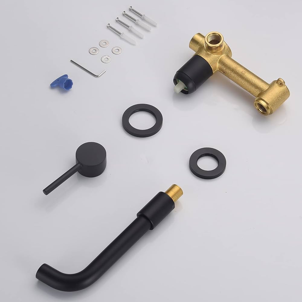 Amazon.co.jp: DEOKXZ 壁取り付け式バスルーム蛇口 ブラック 360°回転