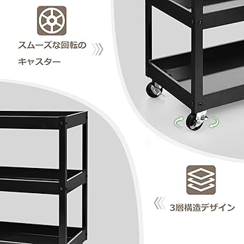 Amazon.co.jp: GIANTEX ツールワゴン 3段 多機能 キッチンワゴン 総耐